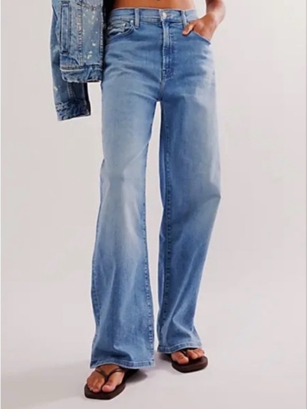 MOTHER Light Blue High-Rise Wide Leg Jeans